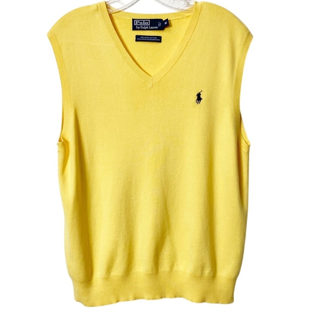 Polo By Ralph Lauren Yellow Vneck 100% Pima Cotton Sweater Vest